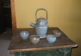 Teapot and Teacups by Anne's Pottery
