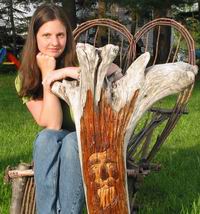 Elizabeth Brown with a woodspirit