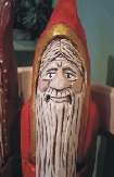 Old World Santa Carving by Elizabeth Brown, Woodpile Carvings